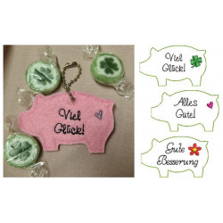 Stickserie ITH - Anhänger Glücksschwein Schwein